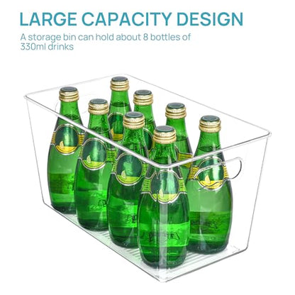 Vtopmart 6 Pack Clear Plastic Storage Bins, Pantry Organizer Containers with Handle for Refrigerator, Fridge, Cabinet, Kitchen, Countertops, Cupboard, Home Organization and Storage, XL - size: 6 XL