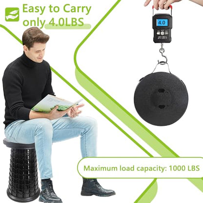 2026 Heavy Duty XXXL Collapsible Stool with Thick Cushion&Carry Bag,More Sturdy 1000LBS Capacity,20.1" Taller&13" Wider Foldable Telescoping Stool for Adults,Outdoors,Camping,Fishing,BBQ