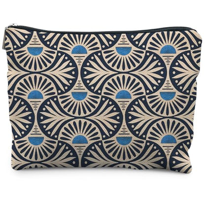Boho Makeup Bag Gifts for Women, Sunset Leaf Aesthetic Makeup Pouch(Blue) - color: Boho Orange Sun Leaf - bule
