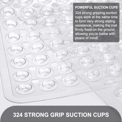 TEESHLY Bath Mat for Tub & Shower, Non Slip Soft Bathmat with Suction Cups & Drain Holes, Machine Washable Bathtub Floor Liner Mats for Bathroom, 35x16 Inch, Clear - color: Clear