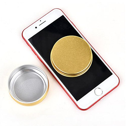 Aluminum Metal Tins 1 Ounce 48 Pack Round Tin Containers Storage Tins Metal Jars Empty Lip Balm Container Small Containers with lids,Gold - color: Gold