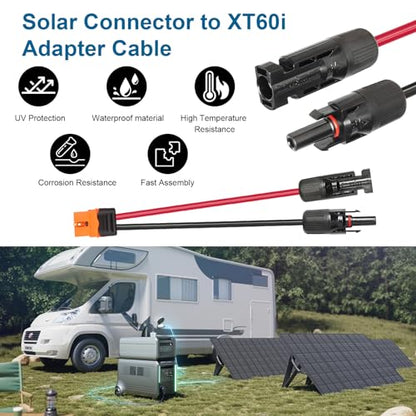MOOKEERF Solar to XT60i Cable 10AWG 25FT Solar Panel to XT60i Adapter Connector XT60i-F Extension Cable for Portable Power Station Generator(25feet) - size: 25FT