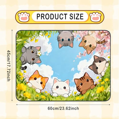 Nuxovilar Pet Food Mat Dog Supplies Adorable Kitty-Patterned Polyester (23.62×17.71 inches) Bowl Water Spill Pad Feeding Essentials for Yard, Living Room, Pet Dining Area - color: LU13714