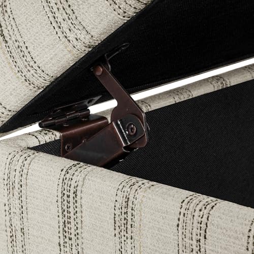 HomePop Malmo 36" Storage Bench - Gray & Cream Stripe - color: Gray and Cream Stripe