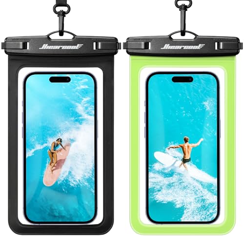 Hiearcool Waterproof Phone Pouch,Waterproof Phone Case for iPhone 17 16 15 14 13 Pro Max Plus up to 8.9",IPX8 Cellphone Dry Bag for Beach Cruise Travel Black&Olive Green-2Pack - color: Black&Olive Green