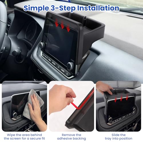 8-Inch Screen Only Dashboard Organizer for Nissan Rogue 2021-2026, Behind Screen Dashboard Tray for 21-26 S/SV, 21-23 SL, 25-26 Rock Creek, Anti-Slip ABS Storage Box with Sunglasses Holder
