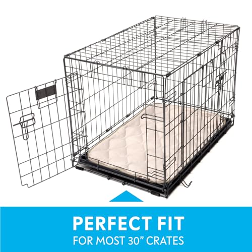 Paw Inspired Washable Padded Crate Mats for Dogs | 29” x 18” Pad, Fits 30-inch Kennels | Leakproof, Waterproof Bottom, Plush Pet Beds (Tan) - color: Tan, size: 30 Inch