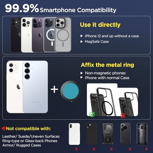 MSXTTLY Vacuum Magnetic Phone Holder for Car Suction Cup Phone Mount Adjustable Suction Phone Mount 2026 Upgraded Vacuum Magnetic Phone Stand for All Smartphones White - color: White