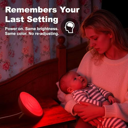 BOHON Red Light Night Light with Timer, 3 Color Modes 10 Brightness Dimmer Red Light Reading Light, 660nm Red Night Lights for Sleep Bedroom Nursery Room Home, Memory Function, Wood-Grain - color: Wood-grain