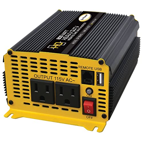 Go Power! 80175 GP-800HD 800 Watt/Heavy-Duty Modified Sine Wave Power Inverter 12V to 110V AC, Compact Solution for Home & Outdoor Use, Black - size: 800 Watt