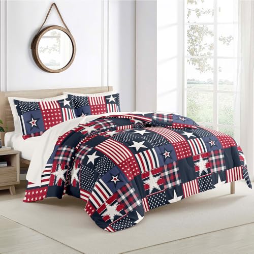 Camping World Enclave Comforter Set – Soft Lightweight Bed Comforter with Matching Shams, Easy-Care Bedding for RV, Camper, Guest Room & Home Bedroom - color: Red/White/Blue, size: RV King