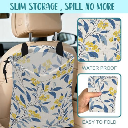 Car Trash Bag Fall Yellow Berries and Leaves Leak-Proof Car Garbage Bag with Drawstring Foldable Canvas Trash Bin with Adjustable Buckle for Car Accessories, Travelling, Camping - color: Fall Yellow Berries and Leaves