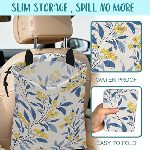 Car Trash Bag Fall Yellow Berries and Leaves Leak-Proof Car Garbage Bag with Drawstring Foldable Canvas Trash Bin with Adjustable Buckle for Car Accessories, Travelling, Camping - color: Fall Yellow Berries and Leaves