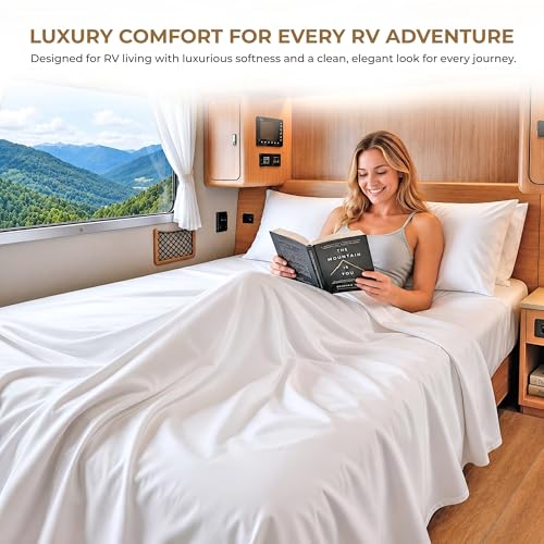 SGI bedding 100% Egyptian Cotton Sheets RV King Size – 600 Thread Count Sheets Set, Soft, Cooling, 15" Deep Pocket, Luxury Hotel Bedding, Breathable, Durable - White - color: 01 - White, size: RV King