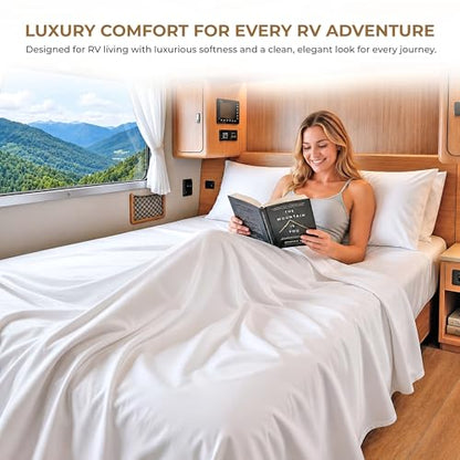 SGI bedding 100% Egyptian Cotton Sheets RV King Size – 600 Thread Count Sheets Set, Soft, Cooling, 15" Deep Pocket, Luxury Hotel Bedding, Breathable, Durable - White - color: 01 - White, size: RV King