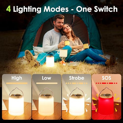 BOBKID LED Camping Lantern, Rechargeable Camping Light, 4 Modes Outdoor Flashlights Lanterns with 1000LM, Water Resistant Portable Emergency Camp Light for Hurricane Hiking Survival Kits - Khaki - color: Khaki