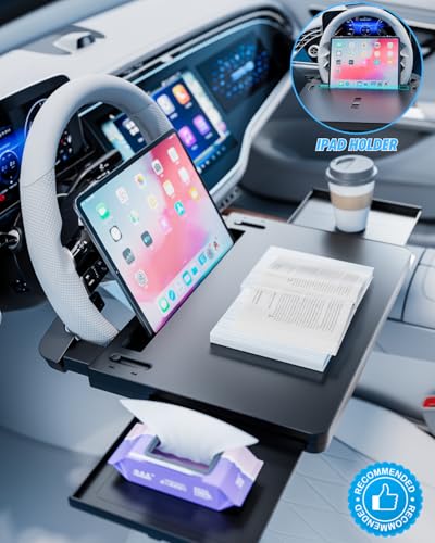 Portable Large Steering Wheel Tray Table for Car - Adjustable Laptop Holder Desk & Food Trays, Car Tray that Fits Over Steering Wheel Cover, Eating Food & Working, Driver Office Accessories - style: Car Laptop Desk