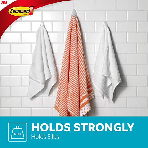 Command Bath Large Towel Hook Value Pack, Clear Frosted, 3-Large Hooks, 3-Water-Resistant Strips, Organize Damage-Free - color: White, size: Large