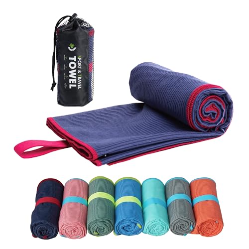 4Monster Microfiber Camping Towel - Quick Dry, Super Absorbent, Lightweight Travel Towel for Hiking, Beach, Gym, Backpacking, Yoga - Compact with Carry Bag (Navy Blue, Small(31.50" x 15.80")) - color: Navy Blue, size: Small(31.50" x 15.80")