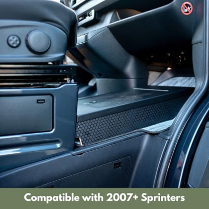 VanMart Vanspeed Sprinter Van Footrest Storage with Built-in Compartment - Reduces Leg Fatigue & Maximizes Cab Storage Space for 2007+ Mercedes Sprinter Crew, Cargo & Passenger Vans