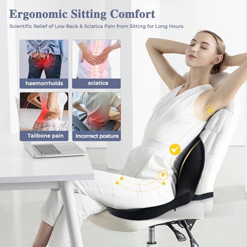 Car Seat Cushion, Memory Foam Driving Cushion with Adjustable Strap, Ergonomic Pad for Car & Semi Truck, Office Chair Cushion for Sciatica & Lower Back Pain Relief, Dark Gray - color: Dark Gray