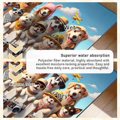 Nuxovilar Pet Food Mat Dog Supplies Fun Animal-Themed Polyester (23.62×17.71 inches) Bowl Water Spill Pad Feeding Essentials for Outdoor, Patio, Pet Station - color: LU13716