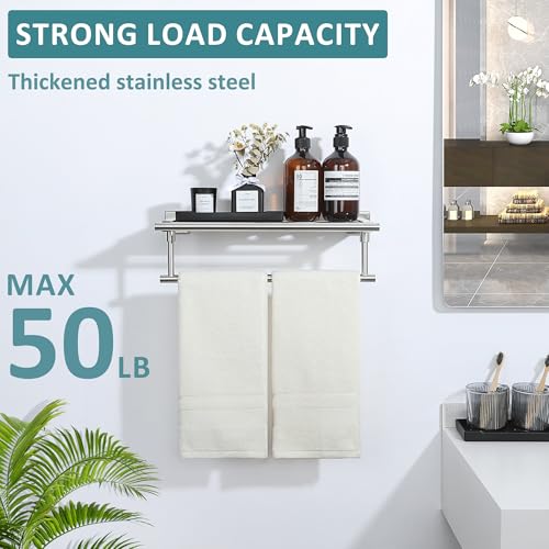 Alise 16 Inch Towel Racks for Bathroom, Towel Rack Wall Mounted with Tower Bars, SUS 304 Stainless Steel Bathroom Shelf, Heavy Duty Hand Towel Holder (Brushed Nickel) - color: Brushed Nickel, size: 16-Inch
