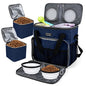 BAGLHER Dog Travel Bag, Pet Travel Bag (ALL Pet Travel Supplies), With 2 Pet Food Containers and 2 Collapsible Silicone Bowls; Essential Kits for Pet Travel Dark Blue - color: Dark Blue, size: Medium