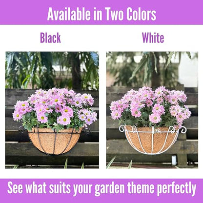 ShopLaLa Wall Planters Outdoor Plants (10 Pack, 10 Inch) Balcony Planters Railing Hanging Fence Planter Over Railing Planters Coco Liner, Wall Mounted Flower Basket Metal Wire Deck Porch Patio Garden - size: 10" (25cm) x 10 Pack