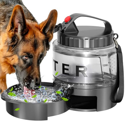 Dog Water Bottle Travel Bowl - 56oz Large Portable Dog Water Bowls Dispenser for Camping Essentials Hiking Traveling Beach Car Accessories, Leak Proof Pet Drinking Bottle Jug Bowls Dispenser