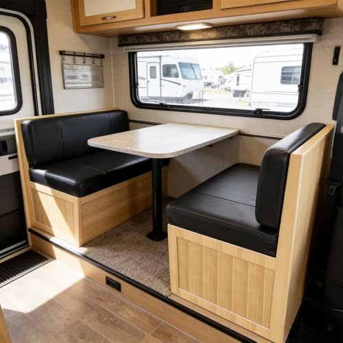 RV Dinette Cushions Replacement with Momery Foam Camper Seat Couch Cushion Travel Trailer Bed (Black, 40″) - size: 40″