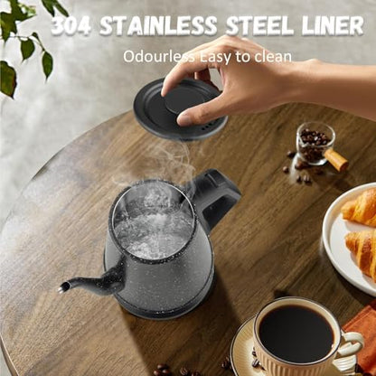 Gooseneck Electric Kettle, 1L Pour Over Coffee Kettle, 1000W Fast Boil Stainless Steel Water Boiler, for Tea Coffee, Office Dorm Kitchen, Auto Shut-Off, Black Star Design, BPA-Free - color: Classic Black