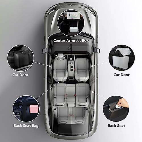 Car Trash Can with 3 Rolls Trash Bags, 1.2 Gallon Vehicle Garbage Bin with Lid & Leak-Proof Design, Portable Auto Waste Container for Cars/Trucks/SUVs, Hangs on Seat or Console (Pink) - color: Pink