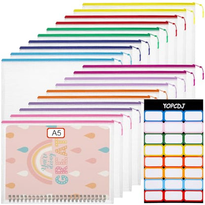 YOPCDJ 20PCS Mesh Zipper Pouch Bags Storage Bags, A5 Reusable Clear Zipper Pouches for Travel and Classroom Board Game Organization - size: A5, style: 25