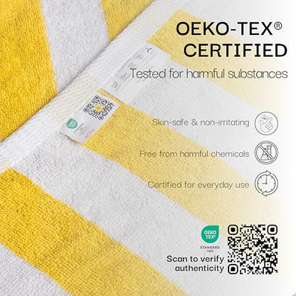 Salt Earth Cotton Striped Beach Cabana Towel, 4 Pack - 30"x60" Quick Dry Towels, Pool Essentials, Travel, Gym & Bathroom Towels, Oversized Beach Vacation Essentials, Lemon Yellow - color: Lemon Yellow-1, size: Pack of 4