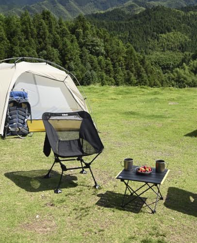 iClimb Ultralight Compact Camping Folding Beach Chair with Anti-Sinking Large Feet and Back Support Webbing (Black - Square Frame) - color: Black (Square Frame)