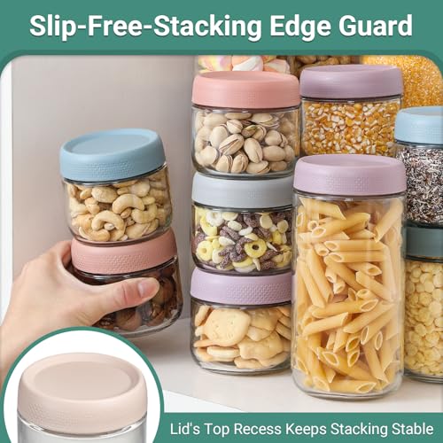 NETANY 6-pack 8oz Glass jars with Airtight Lids, Overnight Oats Containers with Lids, Wide mouth Mason Salad jars, Glass Food Storage Containers for Snacks Yogurt Spice Sugar - size: 8oz