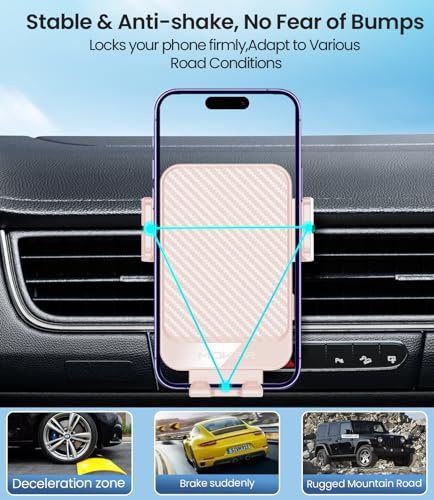 Wireless Car Charger, MOKPR 15W Fast Charging Auto-Clamping Car Mount Hands-Free Car Charger Mount for Dash Windshield Air Vent Compatible with iPhone 16 15/14/13/12, Samsung S23/S22/S21 Pink - color: Light pink