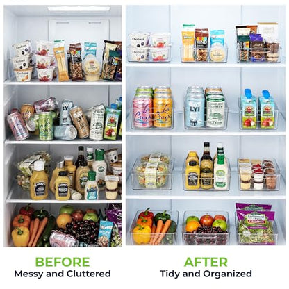 Zulay Kitchen 4 Pack Clear Refrigerator Organizer Bins - Large Fridge Organizers and Storage Containers - Transparent, BPA Free, Durable, Shatterproof - size: L 12.5" x W 8.3"
