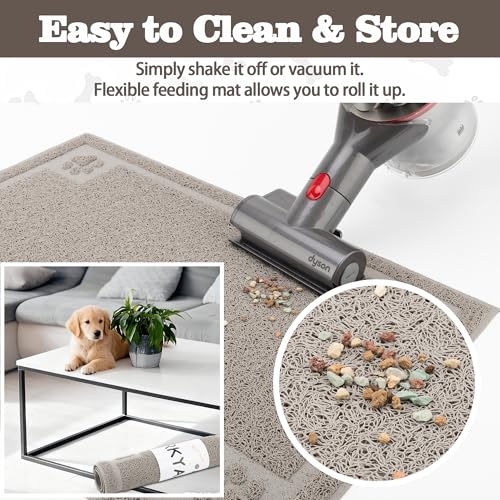 Darkyazi Pet Feeding Mat Large for Dogs and Cats,24"×16" Flexible and Easy to Clean Feeding Mat,Best for Non Slip Waterproof Feeding Mat. (Gray Sand) - color: Gray Sand
