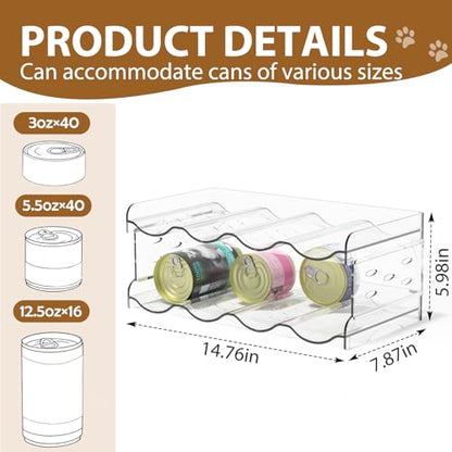 Flenpptly Cat Food Can Organizer, 2-Tier Cat Food Organizer, Transparent Can Organizer for Pantry, Canned Food Organizer Holds 40 (3oz) Cans, Pantry Can Organizer (2-Tier 4-Can) - size: 2-Tier 4-Can