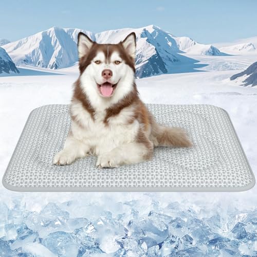 Rywell Dog Cooling Mat, 36”x27” Super Thick & Reversible Cooling Mat for Dogs, Arc-Chill 3.0 & PCM for Long-Lasting Cool and Color-Changing (Q-Max > 0.5), All-Season Use & Portable for Travel - color: Grey, size: L