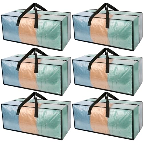 Heavy Duty Clear Moving Bags with Strong Zipper & Comfortable Handles | 6 Pack Extra Large Storage Bags Totes Moving Boxes Packing Supplies for College Dorm Room Essentials Compatible with IKEA - color: Clear, size: 6 PACK