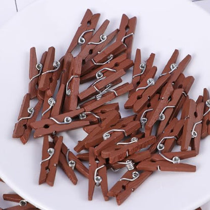 Mini Clothespins Brown 100 Pcs Heavy Duty Clothes Pin White Clothes Tiny Clothespins Wooden Brown Craft Clip Photo Clips Clothes Pins Cartoon Wooden Nail Mini White Clothes
