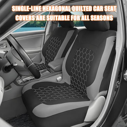 Car Seat Cover Full Sets, Polyester Foam Breathable Waterproof Vehicle Split Front Rear Seat Protectors, Automotive Interior Chair Cushion Pad, Universal for SUV RV Truck (Gray) - color: Grey