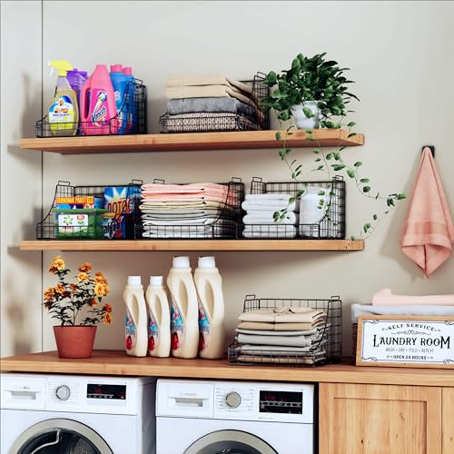 Lyuwanxian 4-Pack Stackable Wire Baskets for Closet Organizers and Storage, Open Storage Bins for Clothes, Toys, and Snacks - Rustic Metal Closet Organizer and Shelves in Black - size: Four-layer stacked basket
