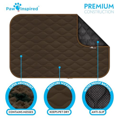 Paw Inspired Washable Padded Crate Mats for Dogs | 47” x 29” Pad, Fits 48-inch Kennels | Leakproof, Waterproof Bottom, Plush Pet Beds (Dark Brown) - color: Dark Brown, size: 48 Inch