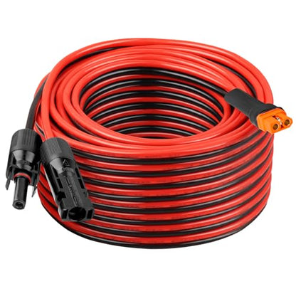 10AWG 60FT Solar to XT60i Extension Cable 3 6 10 35 50 75 100FT Heavy Duty Adapter Cable Connector XT60i Wire for Portable Power Station, Solar Panel, RV, Battery - size: 60FT