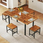 HUAHUU Dining Table Set for 4, Extendable Kitchen Table Chairs Set of 4, Rectangle Dining Table with Metal Frame & MDF Board, Folding for Small Apartment Saving Space, Rustic Brown - color: Rustic Brown