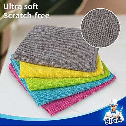 MR.SIGA Microfiber Cleaning Cloth, All-Purpose Cleaning Towels, Pack of 50, Size 11.8 x 11.8 in - color: Green/Blue/Yellow/Pink/Gray, size: 50-Pack 11.8" x 11.8"
